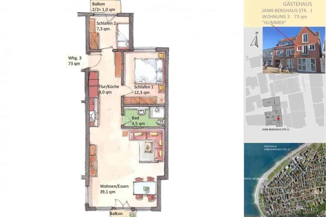 Apartment Hummer1 Norderney Aparttime Grundriss